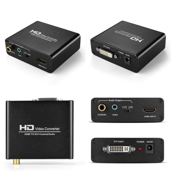 Konwerter Obrazu I Dźwięku HDMI Na Dvi-D + Coaxial / Jack 3,5 mm Adapter HP