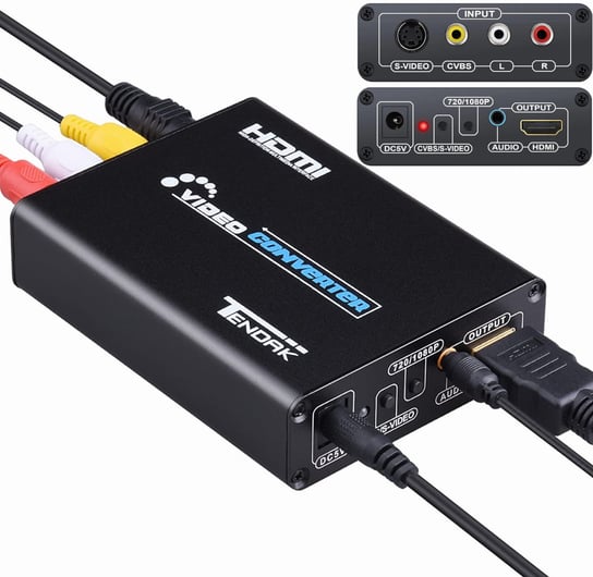 Konwerter z AV / S-Video na HDMI + audio jack 3,5 mm HP