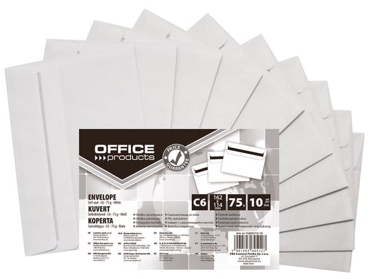 Koperta C6-sk, 114x162, konfekcjonowana, 75g, 10 szt, biała Office Products