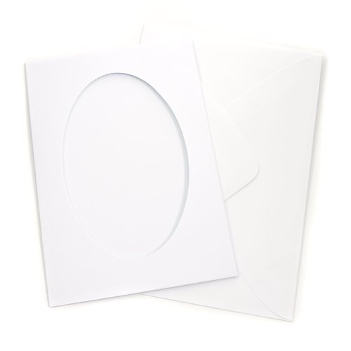 Koperta i baza do kartki 10,5x15 cm owal biała - 5 szt Folia