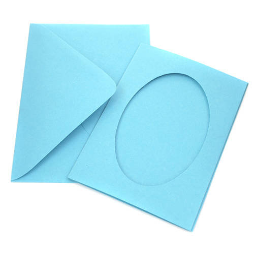 Koperta i baza do kartki 10,5x15 cm owal niebieska jasna 5 szt Folia