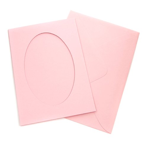 Koperta i baza do kartki 10,5x15 cm owal różowa 5 szt Folia