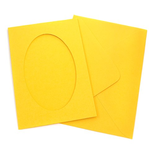 Koperta i baza do kartki 10,5x15 cm owal żółty słoneczny 5 szt Folia