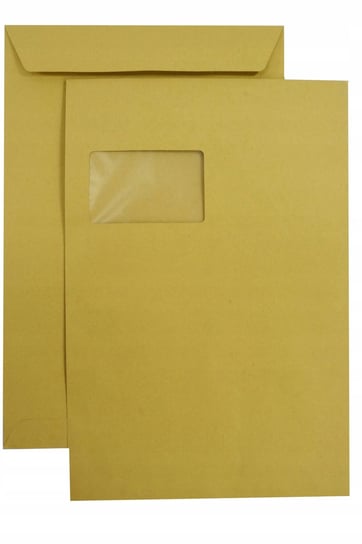 Koperty biurowe listowe okno lewe C4 HK brązowe 250 szt. - koperty z oknem i odklejanym paskiem do korespondencji biznesowej na dokumenty Netuno