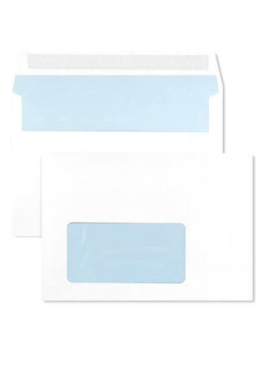 Koperty biurowe listowe okno lewe C6 SK białe 1000 szt. - koperty samoklejące z oknem na dokumenty listy NC koperty