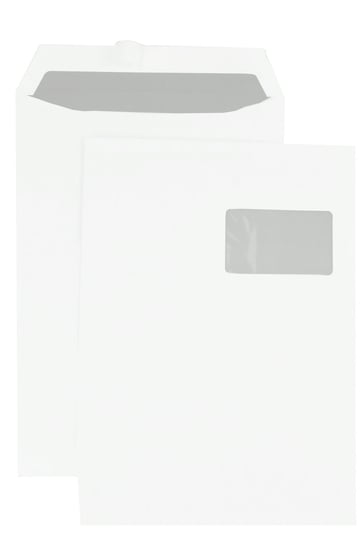 Koperty biurowe listowe okno prawe C4 HK białe 250 szt. - koperty z oknem i odklejanym paskiem do korespondencji biznesowej na dokumenty Netuno