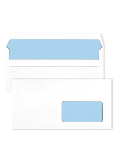 Koperty biurowe listowe okno prawe DL HK białe 1000 szt. - koperty z oknem i odklejanym paskiem do korespondencji biznesowej na dokumenty NC koperty