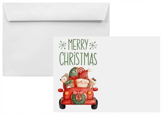 Koperty świąteczne na Boże Narodzenie B6 HK białe z nadrukiem Auto 25 szt. - świąteczne koperty na upominki kartki pieniądze Inna marka