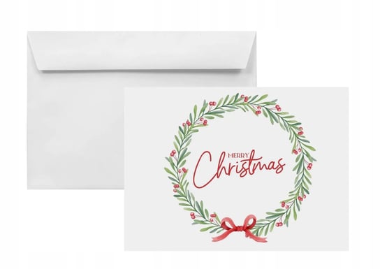 Koperty świąteczne na Boże Narodzenie C6 HK białe z nadrukiem Wianek 25 szt. - koperty bożonarodzeniowe na zaproszenia upominki życzenia dla pracowników i kontrahentów Inna marka