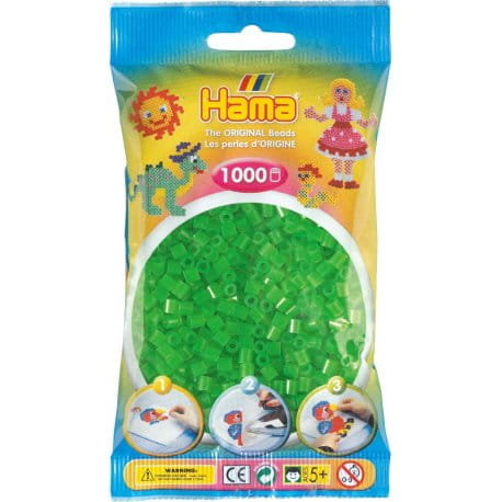Koraliki Do Prasowania 1000 Szt. Hama - Zabawki Kreatywne Dla Chłopców I Dziewczynek  - Zielony Neonowy Hama