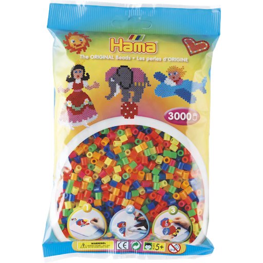 Koraliki Do Prasowania 3000 Szt. Mix Kolorów Hama - Zabawki Kreatywne Dla Chłopców I Dziewczynek  - Mix 51 (Neonowy) Hama