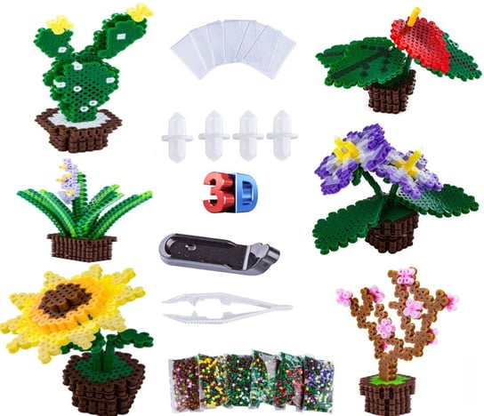 Koraliki Do Prasowania 3D Zestaw 3000 Szt Figurki Trójwymiarowe Kwiaty PakaNiemowlaka