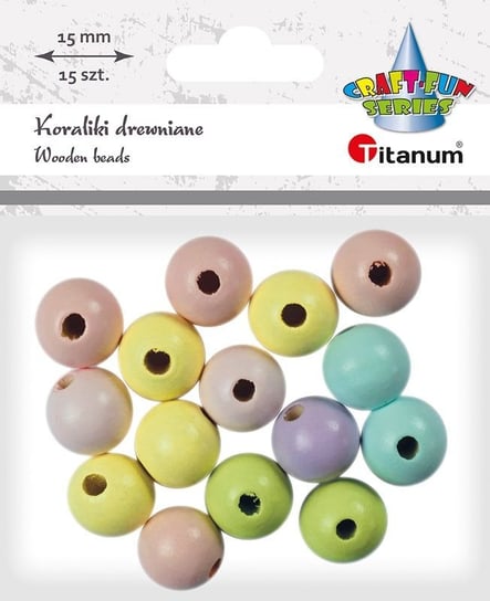 Koraliki drewniane pastelowe okrągłe 15mm 15szt Titanum Titanum