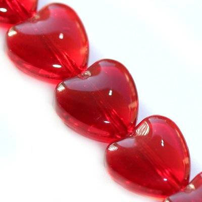 Koraliki szklane serce czerwone, 10 mm, 5 sztuk Tip-Top