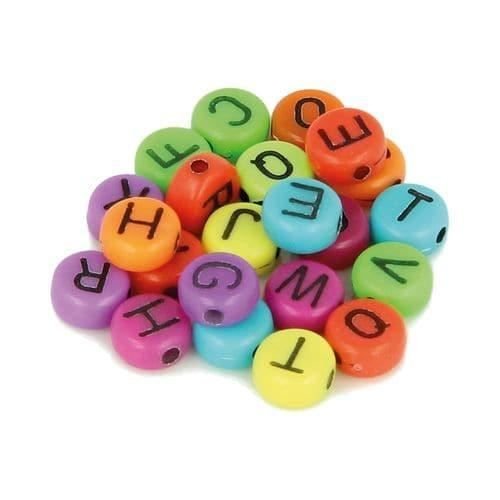 Koraliki z alfabetem 7 mm w jasnych kolorach 300 sztuk - Artémio Multicolor - różne Inna marka