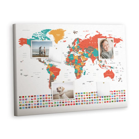 Korkowa Plansza z Pinezkami - 100x70 - Kolorowa mapa świata Inna marka