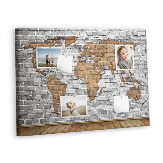 Korkowa Plansza z Pinezkami - 100x70 - Mapa świata cegły Inna marka