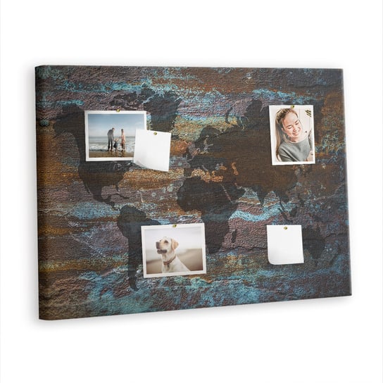 Korkowa Plansza z Pinezkami - 100x70 - Mapa świata rdza Inna marka