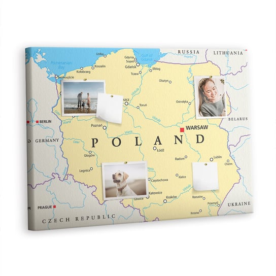 Korkowa Plansza z Pinezkami - 100x70 - Polityczna mapa Polski Inna marka