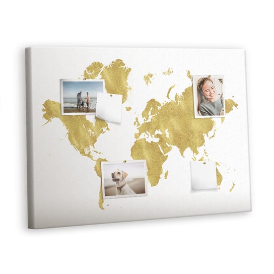 Korkowa Plansza z Pinezkami - 100x70 - Złota mapa świata Inna marka