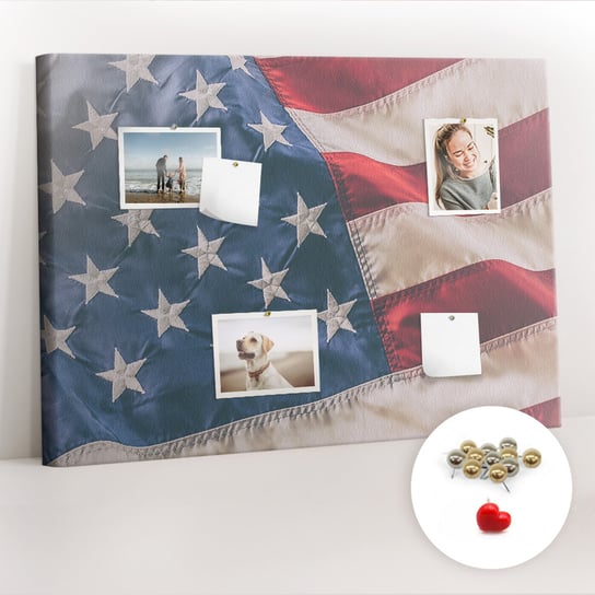 Korkowa Tablica 100x70 cm - Amerykańska flaga + Metaliczne Pinezki Coloray