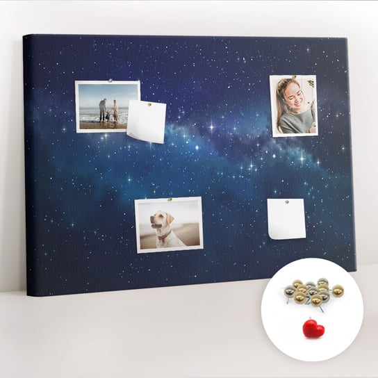 Korkowa Tablica 100x70 cm - Ciemne niebo gwiazdy + Metaliczne Pinezki Coloray