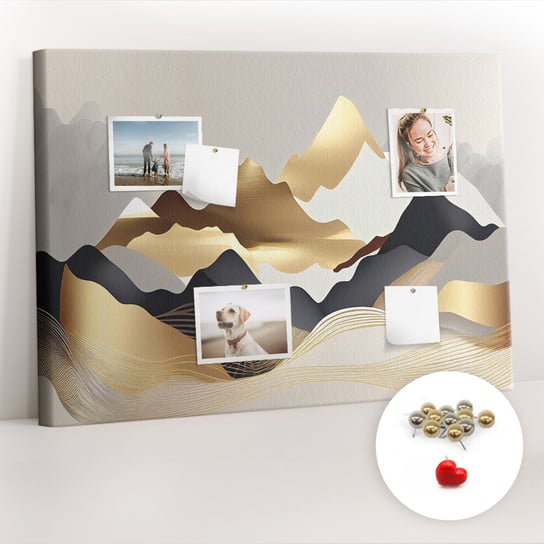 Korkowa Tablica 100x70 cm - Góry abstrakcja + Metaliczne Pinezki Coloray