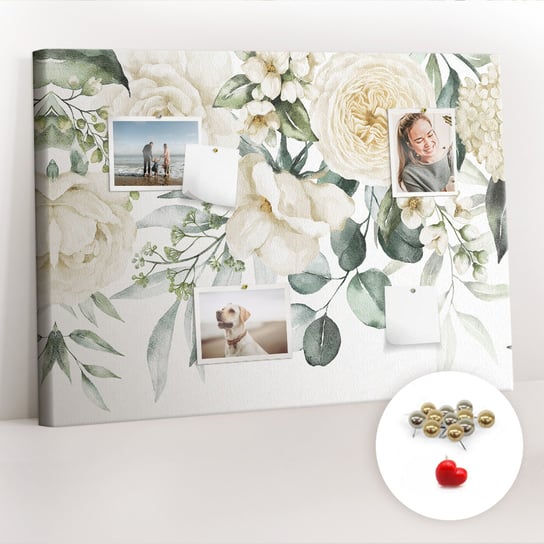 Korkowa Tablica 100x70 cm - Kwiaty + Metaliczne Pinezki Coloray