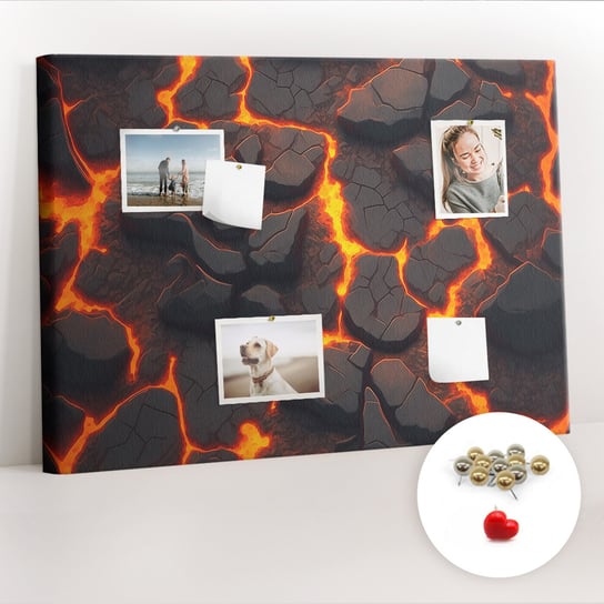 Korkowa Tablica 100x70 cm - Lawa wulkan + Metaliczne Pinezki Coloray