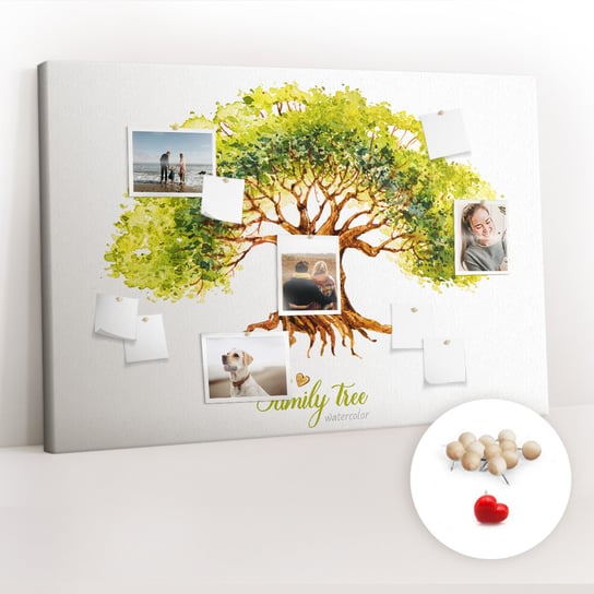 Korkowa Tablica XXL - Planer na Ścianę 120x80 cm - Drzewo rodzinne + Drewniane Pinezki Coloray