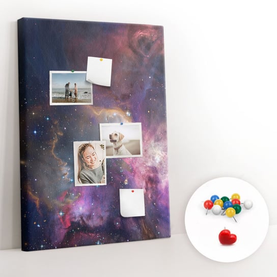 Korkowy Organizer na Notatkl, Tablica 70x100 cm + Kolorowe Pinezki - Galaktyka kosmos Coloray