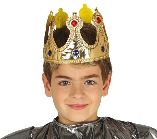 Korona króla dla dzieci wysoka złota z kamykami Guirca