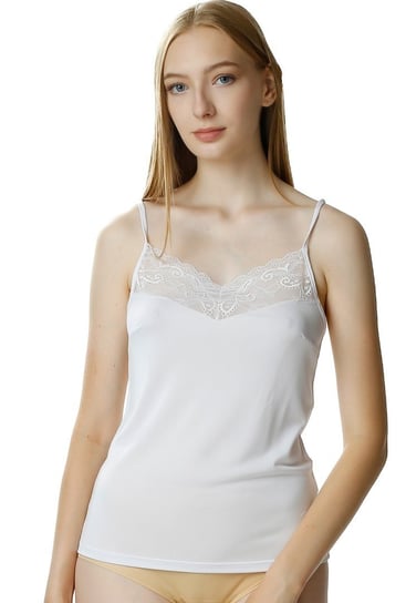 Koronkowa koszulka damska Lena na ramiączkach : Kolor - Biały, Rozmiar - 46 Mewa Lingerie
