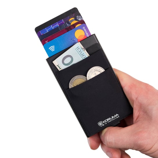 Koruma, Aluminiowy portfel na karty, Ochrona RFID (Czarny) - KUK-65BL Koruma