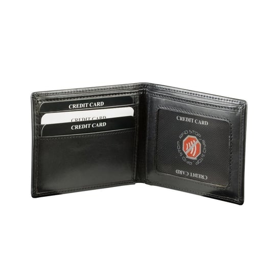 Koruma, Skórzany portfel męski, czarny, 8,5x11,5x1 cm Koruma