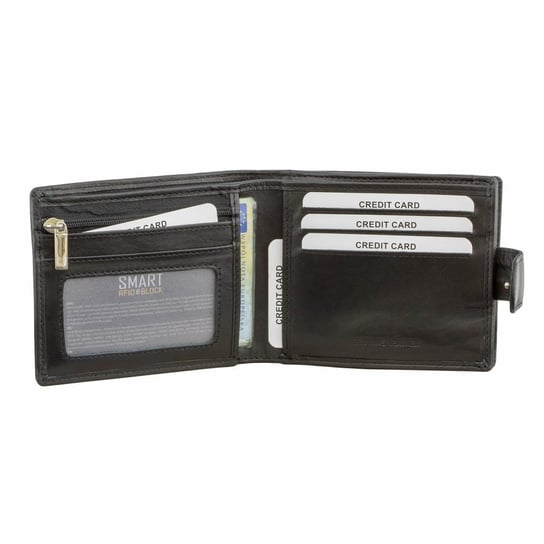 Koruma, Skórzany portfel męski RFID, czarny, 9,5x12,5 cm Koruma