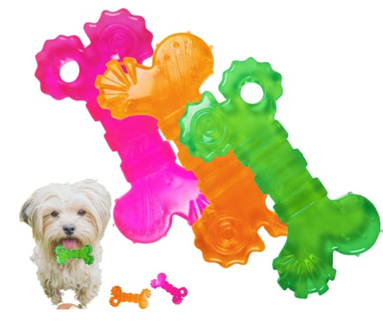 Kość dla psa zabawka gumowa aport mix kolorów 10 cm Inna marka