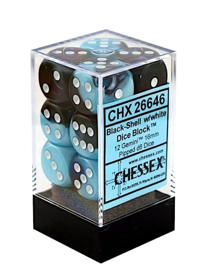 Kość kostka K6 16mm Chessex Gemini Black-Shell Chessex