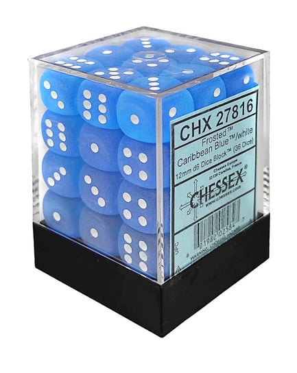 Kości Chessex K6 12 mm spot Carribean Blue/white Dice 36szt. Chessex