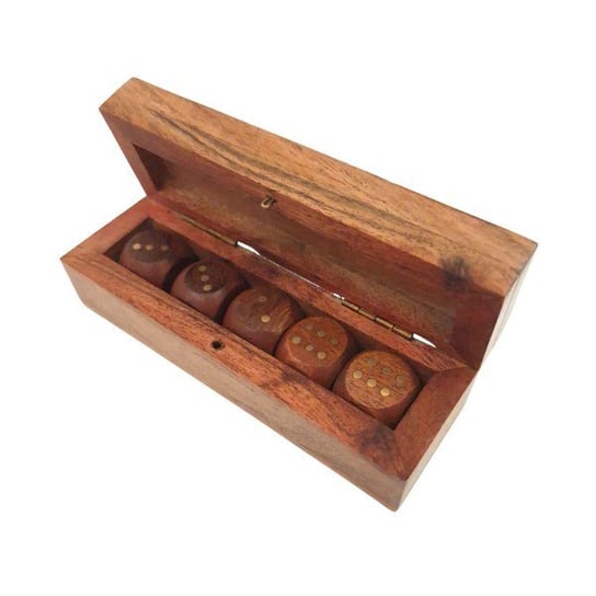 Kości do gry w podłużnym pudełku drewnianym - DNU-006 GIFTDECO