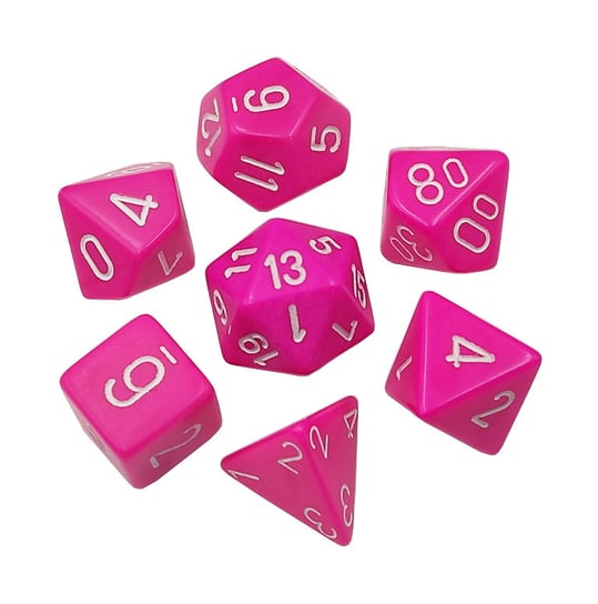 Kości RPG 7 szt. Pink white Chessex + pudełko, gra planszowa Chessex