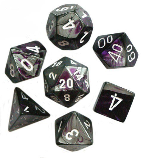 Kości RPG 7 szt + pudełko Gemini Purple-Steel, gra planszowa,Chessex Chessex