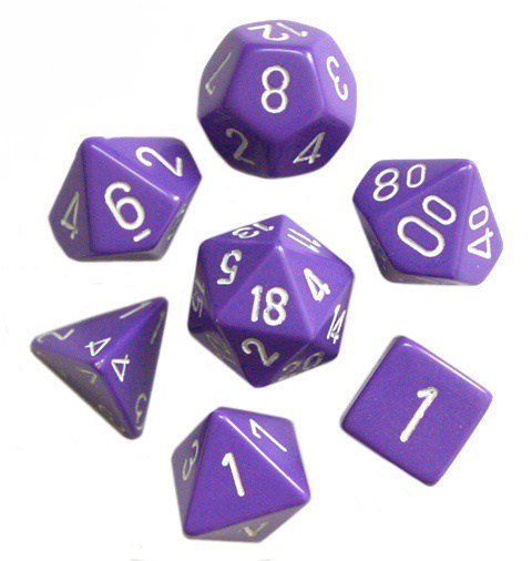 Kości RPG 7 szt Purple white Chessex + pudełko Chessex