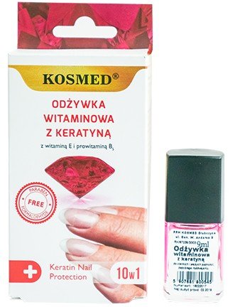 Kosmed, odżywka do paznokci witaminowa z keratyną 10w1, 9 ml Kosmed