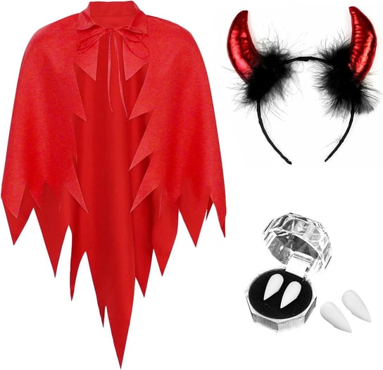 Kostium Diabła z Peleryną i Rogami - Idealny na Halloween! rozmiar M NIKCORP