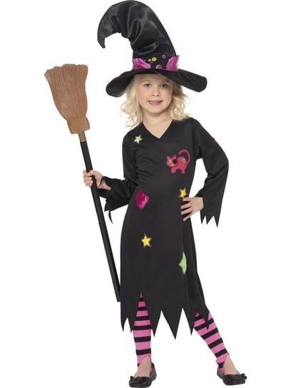 Kostium małej czarownicy, z zestawie sukienka, kalepusz i rajstopy, rozmiar, 4-6 lat, 115-128 cm Smiffys