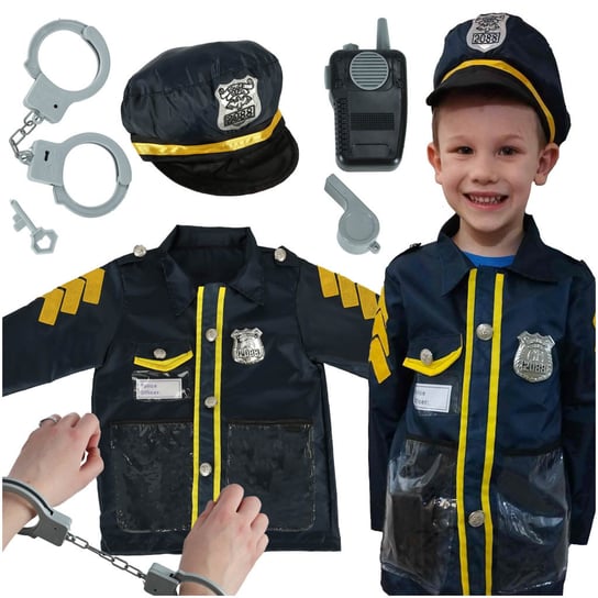 Kostium strój karnawałowy przebranie policjant kajdanki zestaw 3-8 lat Inna marka