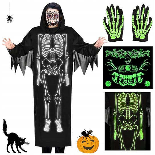 KOSTIUM SZKIELET ZESTAW HALLOWEEN STR J SZKIELETA DUCHA DLA DZIECI kostium-szkielet-zestaw-halloween-str-j-szkieleta-ducha-dla-dzieci
