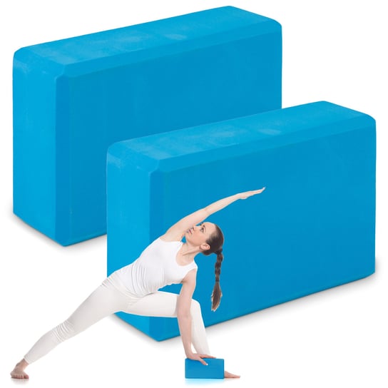 Kostka do jogi klocek blok do ćwiczeń pilates yoga Neo-Sport niebieski, zestaw 2 szt. Neo-Sport