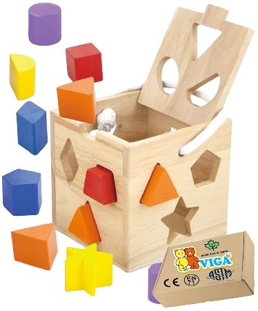 KOSTKA edukacyjna DREWNIANY SORTER kształtów dla niemowląt 1 2 3 lat latka Viga zabawka montessori PakaNiemowlaka